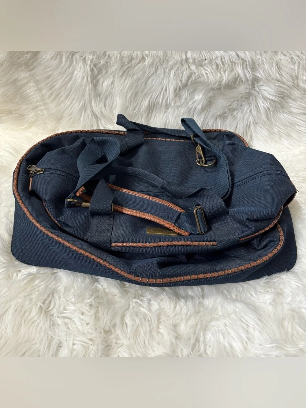 Tommy Bahama Mojito 20” Duffel Bag Blue Canvas Travel Structured Tote Luggage